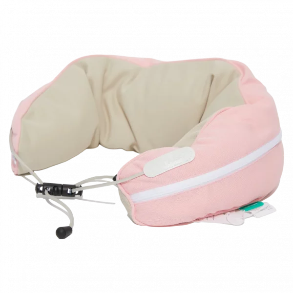 MUMUSO U-förmiges Nackenkissen aus Polyester mit Polystyrolperlen-Füllung (Rosa) – hochwertiges Reisekissen für Nackenstütze.