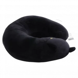 MUMUSO Nackenkissen U-förmig aus Polyester, schwarz, mit Katze – bequemes Reisekissen für entspannte Nackenunterstützung.