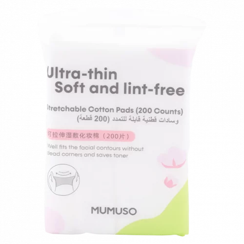 MUMUSO ultra-dünne, dehnbare Wattepads für Gesichtsreinigung weiß – fusselfrei und schonend, ideal zur sanften Hautpflege.