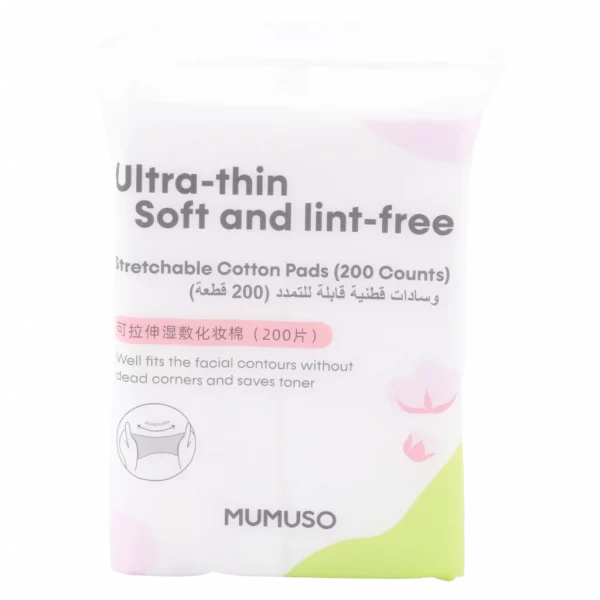 MUMUSO ultra-dünne, dehnbare Wattepads für Gesichtsreinigung weiß – fusselfrei und schonend, ideal zur sanften Hautpflege.