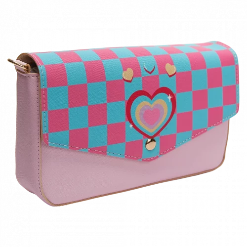 MUMUSO Umhängetasche aus Kunstleder mit Herz und Magnetverschluss, pink – praktische Crossbody Bag für Kinder.