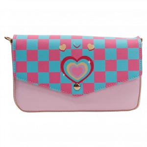 MUMUSO Umhängetasche aus Kunstleder mit Herz und Magnetverschluss, pink – praktische Crossbody Bag für Kinder.