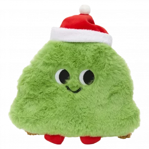 MUMUSO Umhängetasche Plüsch für Kinder, grün, in Form eines Weihnachtsbaums mit roter Mütze – ideale Weihnachtsbaum-Tasche.