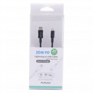 MUMUSO USB-C-auf-Lightning-Ladekabel aus TPE, 1,5 m (Schwarz) – USB-C-auf-Lightning-Kabel für schnelles Laden.