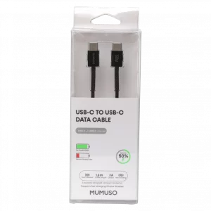 MUMUSO USB-C Kabel aus TPE, 1,5 m (Schwarz) – schnelles USB-C Datenkabel für Smartphones und Tablets mit 3A Ladeleistung.