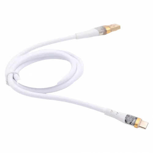 MUMUSO USB-C Kabel TPE, 1 m (Weiß) mit transparentem Stecker – langlebiges Ladekabel für Handy und Tablet.