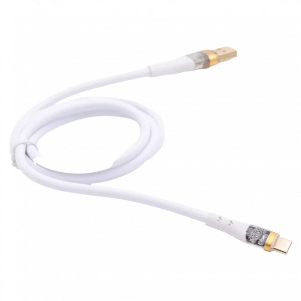 MUMUSO USB-C Kabel TPE, 1 m (Weiß) mit transparentem Stecker – langlebiges Ladekabel für Handy und Tablet.