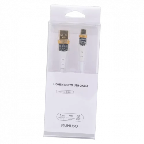 MUMUSO USB-C Kabel TPE, 1 m (Weiß) mit transparentem Stecker – langlebiges Ladekabel für Handy und Tablet.