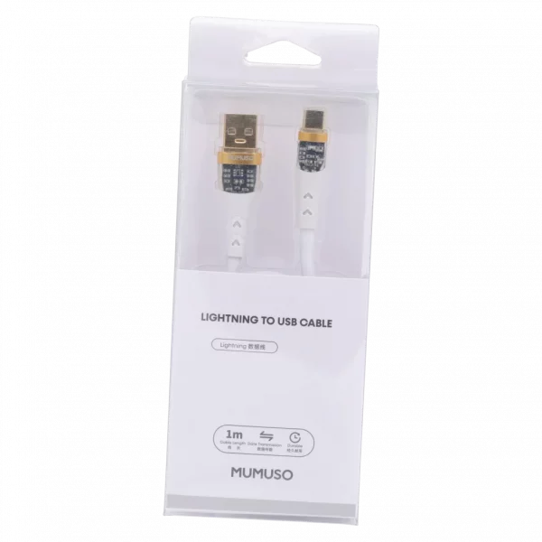 MUMUSO USB-C Kabel TPE, 1 m (Weiß) mit transparentem Stecker – langlebiges Ladekabel für Handy und Tablet.