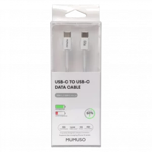 MUMUSO USB-C Kabel, 1,5 m weiß aus TPE – stabiles Datenkabel für schnelle USB-C Datenübertragung an Smartphone und Laptop.
