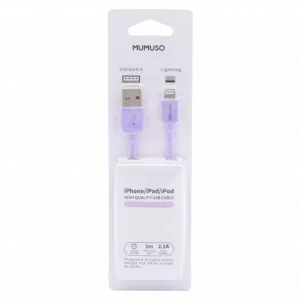 MUMUSO USB Kabel für iPhone, 1 m, TPE Ummantelung in Lila – starkes, flexibles Ladekabel mit Lightning Anschluss.