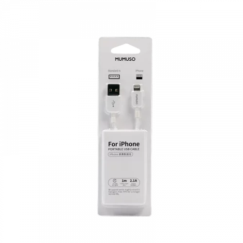 MUMUSO USB-Ladekabel für iPhone aus TPE, ABS und Aluminiumlegierung, 1 m (weiß) – robustes iPhone Ladekabel.