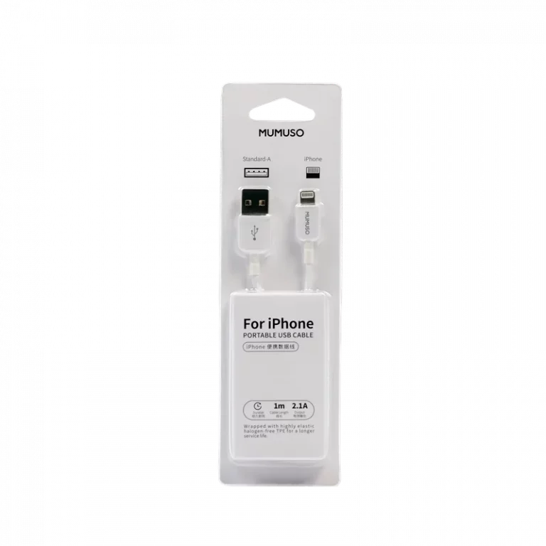 MUMUSO USB-Ladekabel für iPhone aus TPE, ABS und Aluminiumlegierung, 1 m (weiß) – robustes iPhone Ladekabel.