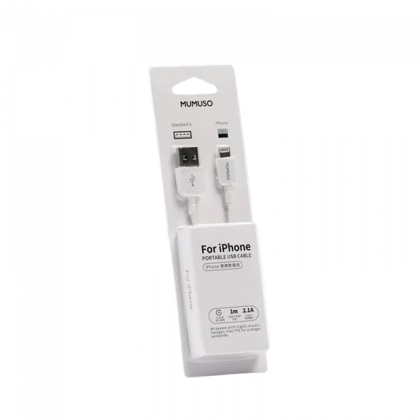 MUMUSO USB-Ladekabel für iPhone aus TPE, ABS und Aluminiumlegierung, 1 m (weiß) – robustes iPhone Ladekabel.