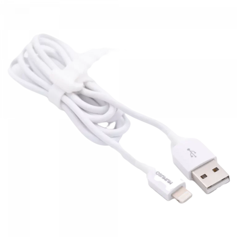 MUMUSO Lightning Kabel mit USB-Anschluss, 1 m (weiß) – robustes Ladekabel für iPhone, iPad oder iPod aus TPE.
