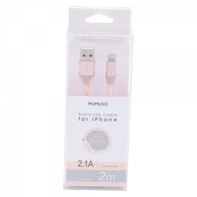 MUMUSO USB Ladekabel mit Nylonummantelung, 2 m (Roségold) – robustes USB Kabel für iPhone, ideal für schnelles Aufladen.