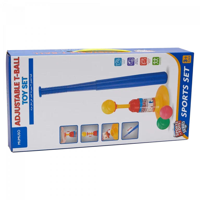 MUMUSO verstellbares T-Ball Spielset aus Polyethylen und Polystyrol, bunt – ideales Outdoor Spielzeug für Kinder ab 3 Jahren.