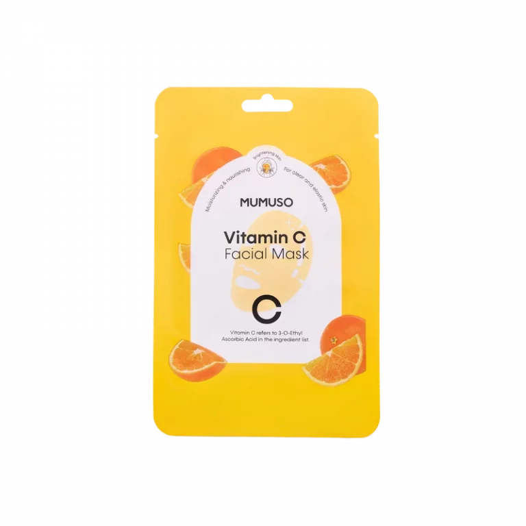 MUMUSO Vitamin C Gesichtsmaske, feuchtigkeitsspendend in Gelb – Gesichtsmaske mit Hyaluronsäure für strahlende Haut.