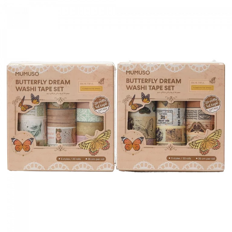MUMUSO Washi Tape Set mit Schmetterlings- und Natur-Prints, 20-teilig, vielseitig einsetzbar als Dekorband fürs Scrapbooking.