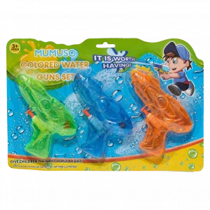 MUMUSO Wasserpistolen-Set aus robustem PS, 3-teilig für Kinder ab 3 Jahren – buntes Sommerspielzeug für draußen.