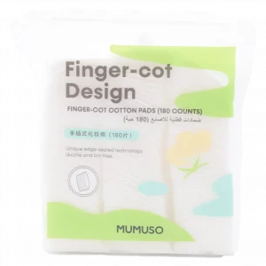 MUMUSO fingerförmige Wattepads für Gesichtspflege, 180 Stück (Weiß) – fusselfreie Wattepads für empfindliche Haut.