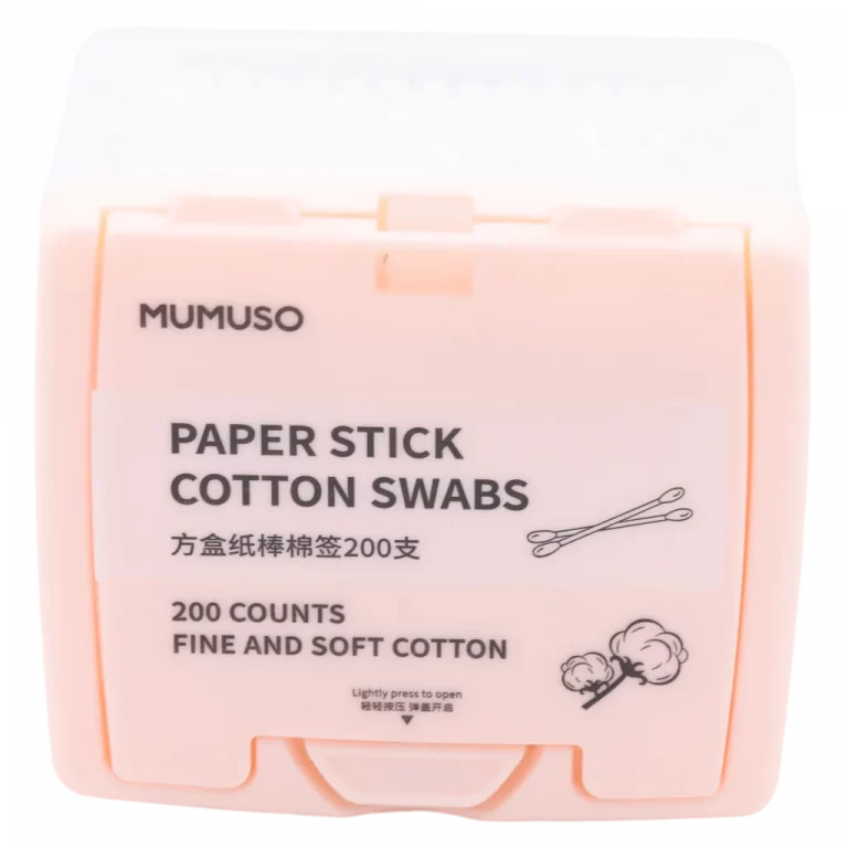 MUMUSO Wattestäbchen mit Papierschaft, 200 Stück in Weiß – hygienisch verpackte Wattestäbchen für Make-up und tägliche Reinigung.