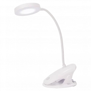 MUMUSO wiederaufladbare weiße Tischlampe aus ABS mit Clip, Touchsensor – praktische flexible Tischlampe für Zuhause.