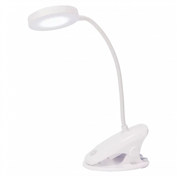 MUMUSO wiederaufladbare weiße Tischlampe aus ABS mit Clip, Touchsensor – praktische flexible Tischlampe für Zuhause.