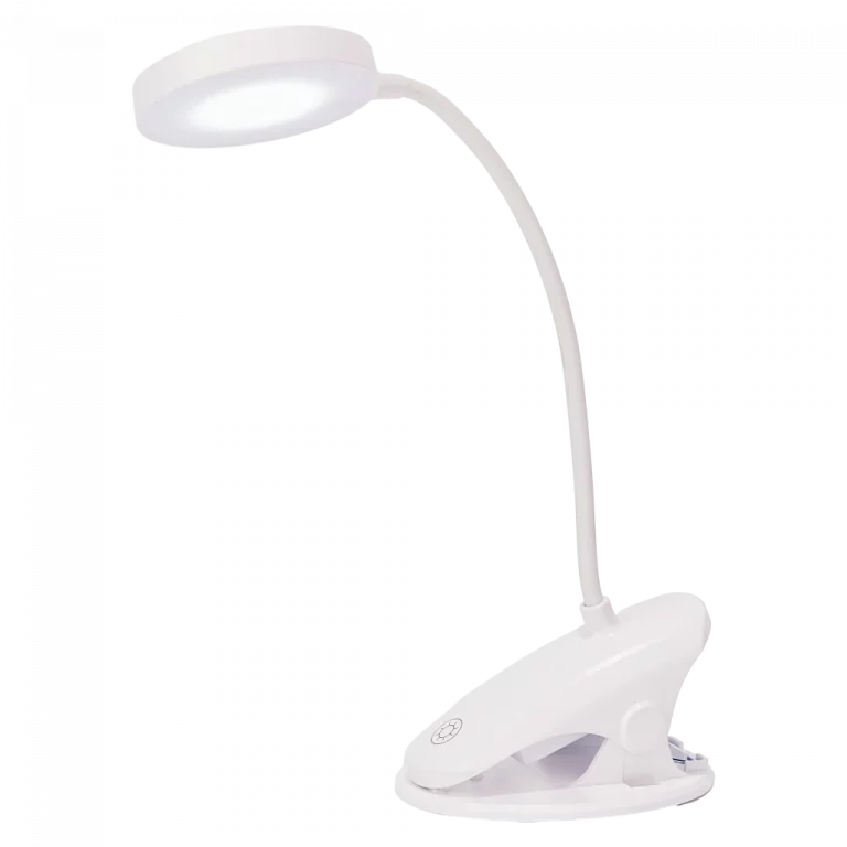 MUMUSO wiederaufladbare weiße Tischlampe aus ABS mit Clip, Touchsensor – praktische flexible Tischlampe für Zuhause.