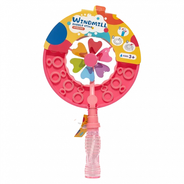 MUMUSO Seifenblasenspielzeug mit Windrad-Form aus PP, Kunststoff, rosa – Outdoor Kinderspielzeug für Garten und Park.