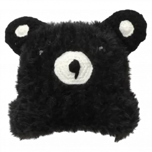MUMUSO Wintermütze Beanie für Kinder mit Plüsch-Bär, schwarz – kuschelige warme Mütze für kalte Tage.