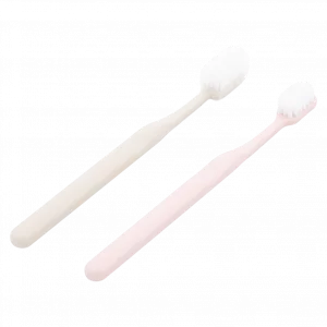 MUMUSO Zahnbürste ultraweich mit 10000 Borsten für empfindliches Zahnfleisch im 2er-Pack, hellrosa und creme.