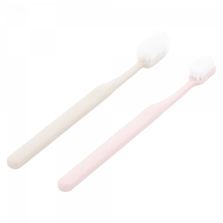 MUMUSO Zahnbürste ultraweich mit 10000 Borsten für empfindliches Zahnfleisch im 2er-Pack, hellrosa und creme.