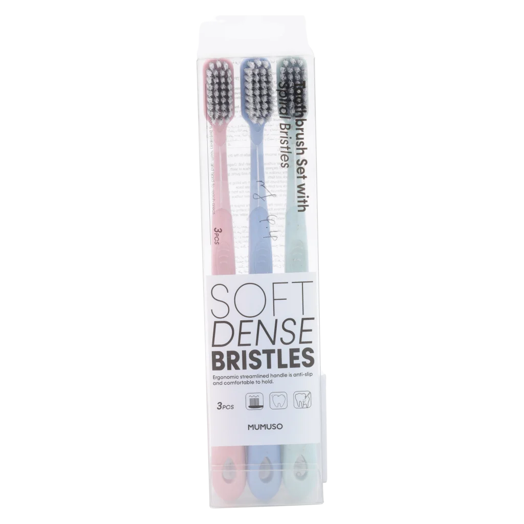 mumuso_zahnbuersten_spiralborsten_3er-pack_rosa.webp MUMUSO Zahnbürsten Set mit Spiralborsten, 3 Stück (Rosa) – weiche Zahnbürste für Erwachsene, perfekte tägliche Mundhygiene.