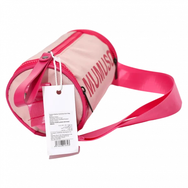 MUMUSO zylindrische Umhängetasche für Kinder aus Nylonstoff, rosa – leichte Kindertasche ideal für Sport und Freizeit.