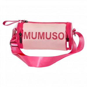 MUMUSO zylindrische Umhängetasche für Kinder aus Nylonstoff, rosa – leichte Kindertasche ideal für Sport und Freizeit.