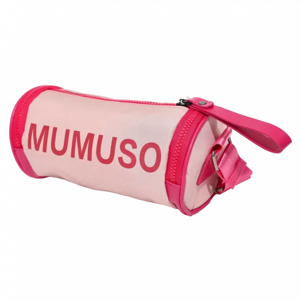 MUMUSO zylindrische Umhängetasche für Kinder aus Nylonstoff, rosa – leichte Kindertasche ideal für Sport und Freizeit.
