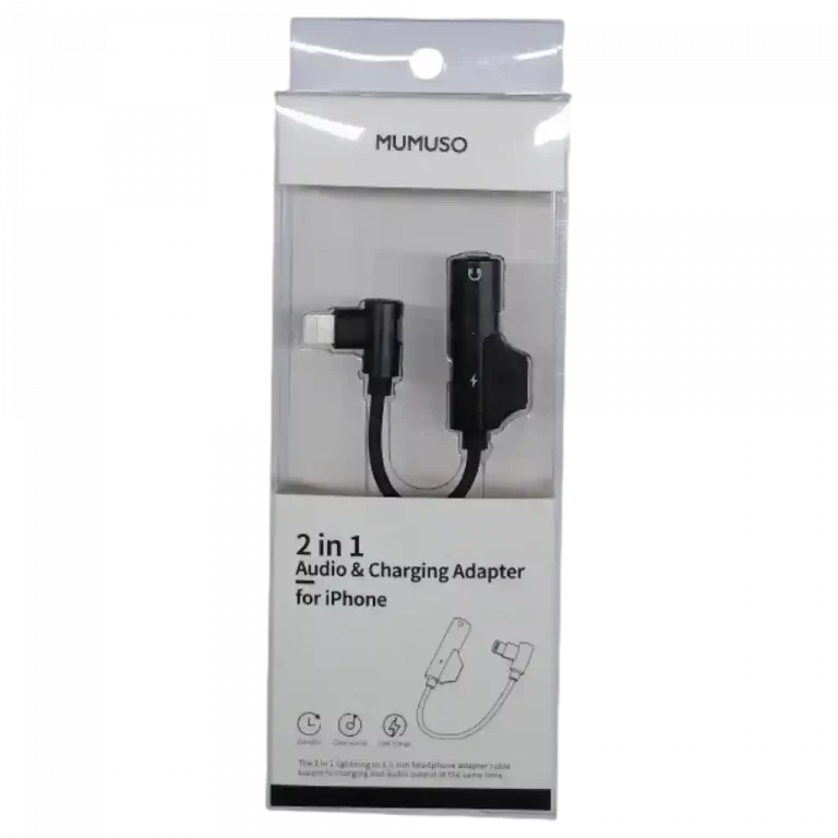 MUMUSO 2-in-1 Audio und Ladeadapter für iPhone (Schwarz) – vielseitig und praktisch für Musikgenuss und gleichzeitiges Laden.