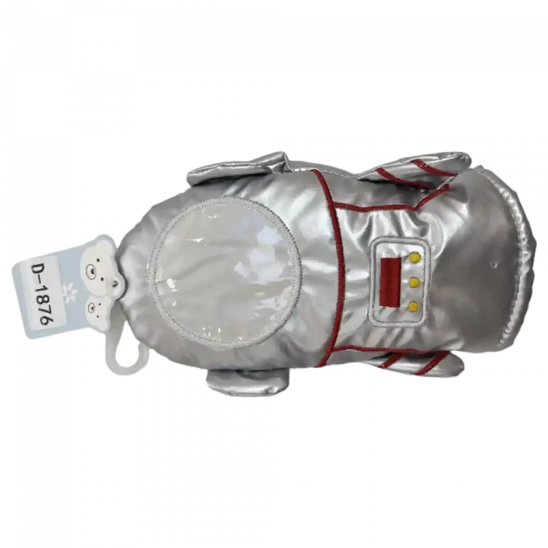 MUMUSO astronauten handschuhe für kinder, silber mit roten details – warm und stylisch für den winter.