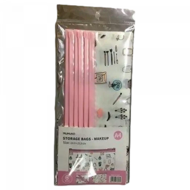 MUMUSO Aufbewahrungstaschen für Makeup, 6 Stück (Pink) – ideal zur Aufbewahrung von Kosmetik und Bürobedarf.