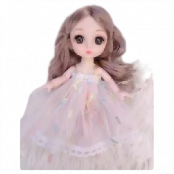 MUMUSO 15 cm Ball-Jointed Doll (Pink) – niedliche Puppe mit beweglichen Gelenken und buntem Kleid.