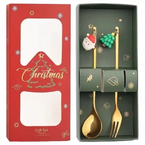 MUMUSO Besteckset aus Edelstahl mit Santa Claus und Weihnachtsbaum – ideal für Festlichkeiten und Winterfeiern.