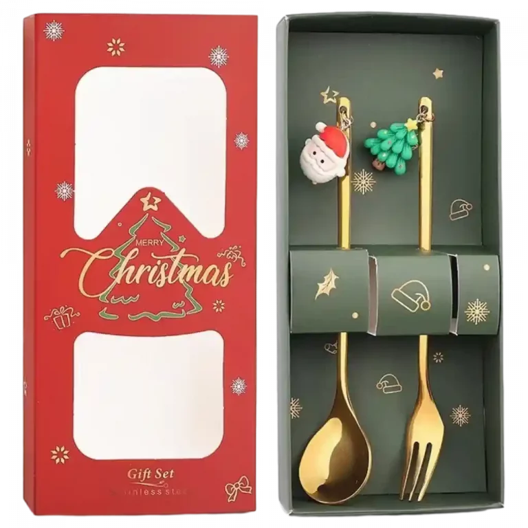 MUMUSO Besteckset aus Edelstahl mit Santa Claus und Weihnachtsbaum – ideal für Festlichkeiten und Winterfeiern.