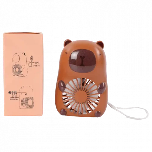 MUMUSO Capybara Tischventilator aus Kunststoff (Braun) – kompakt für Erfrischung unterwegs.