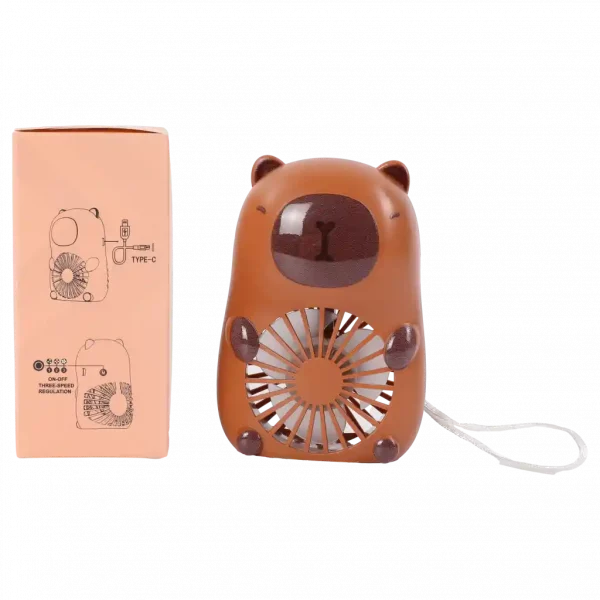 MUMUSO Capybara Tischventilator aus Kunststoff (Braun) – kompakt für Erfrischung unterwegs.