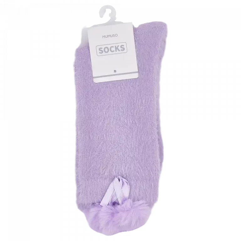 MUMUSO Crew Socks mit Schleifen-Knoten in Lila – kuschelige Socken für Damen mit modischem Look.