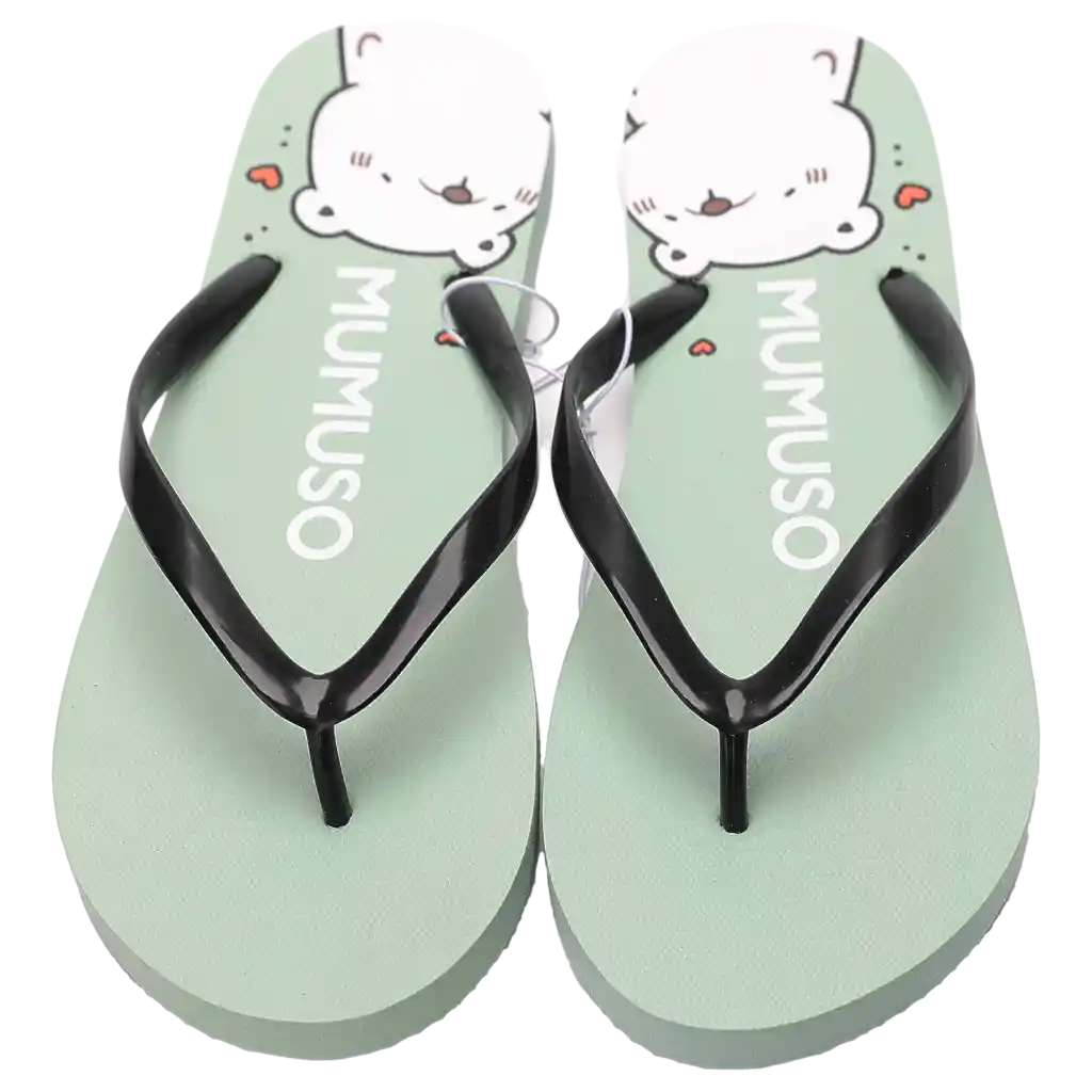 mumuso_damen_flip_flops_40-41_gruen_baerenmotiv_2.webp MUMUSO Damen Flip-Flops in Grün (Größe 40-41) mit niedlichem Bärenmotiv – ideal für den Sommer.