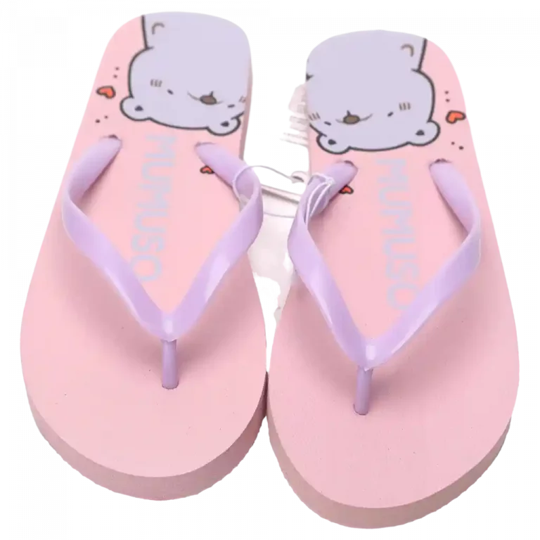 MUMUSO Damen Flip-Flops (Pink, Größe 40-41) – bequeme Sommerschuhe mit niedlichem Bärenmotiv.