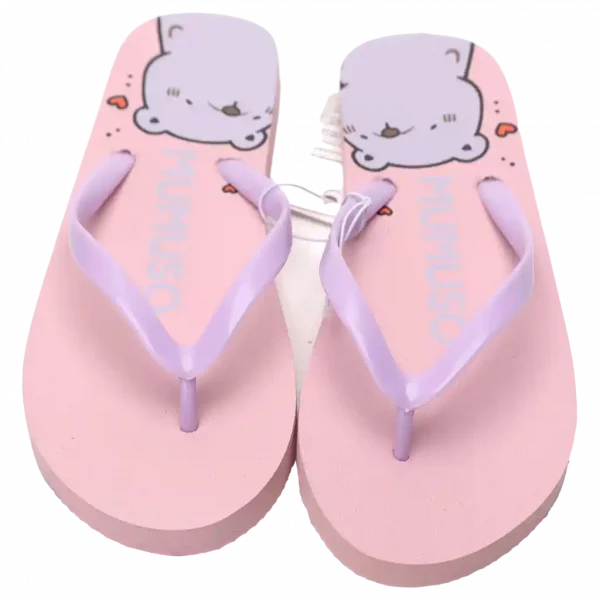 MUMUSO Damen Flip-Flops (Pink, Größe 40-41) – bequeme Sommerschuhe mit niedlichem Bärenmotiv.