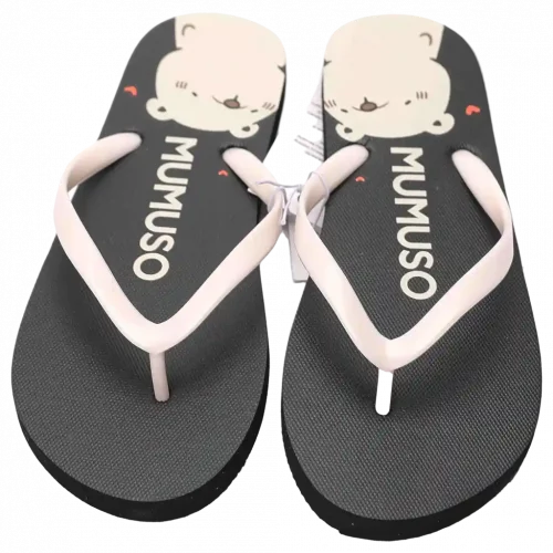 MUMUSO Damen Flip-Flops (Schwarz/40-41) mit niedlichem Bärenmotiv – ideal für den Sommer.